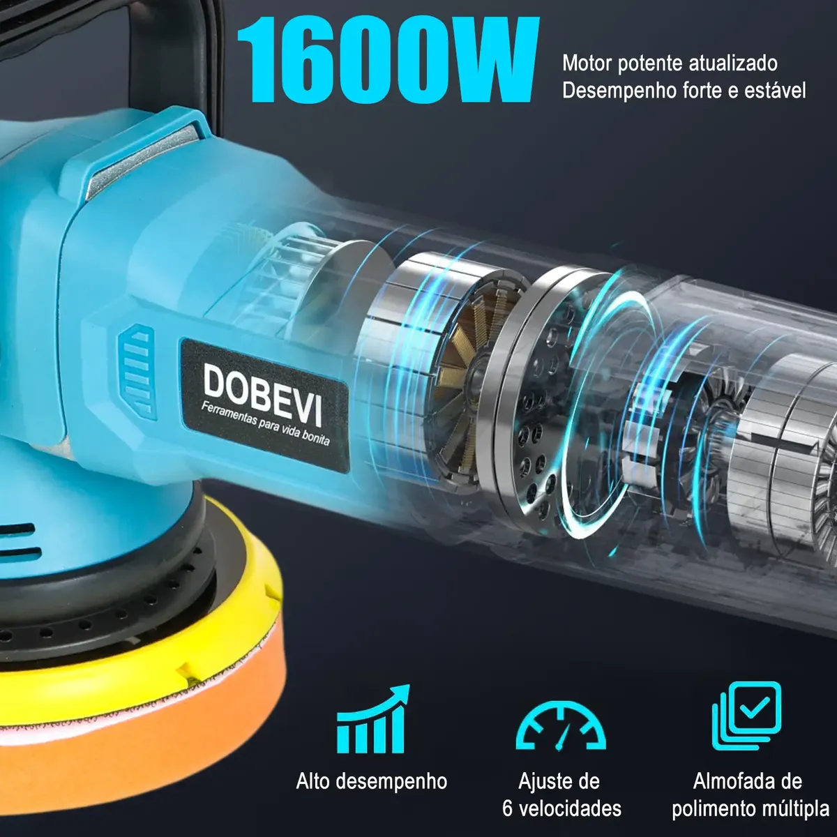Politriz Eletrica Roto Orbital 15mm 5 E 6 Pol 1600w — foto 2