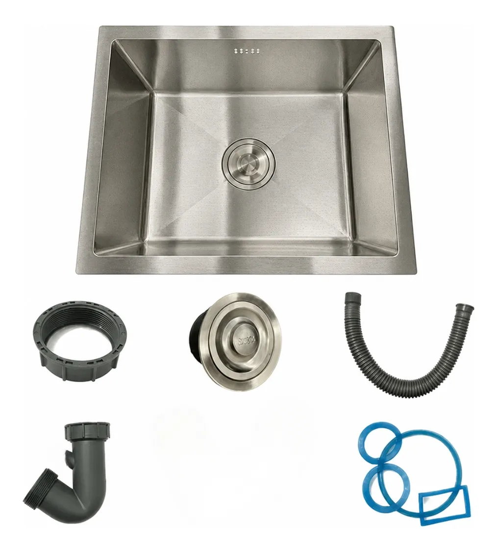 Cuba Inox Escovado Quadrada 50x40 Gourmet Com Acessórios — foto 3