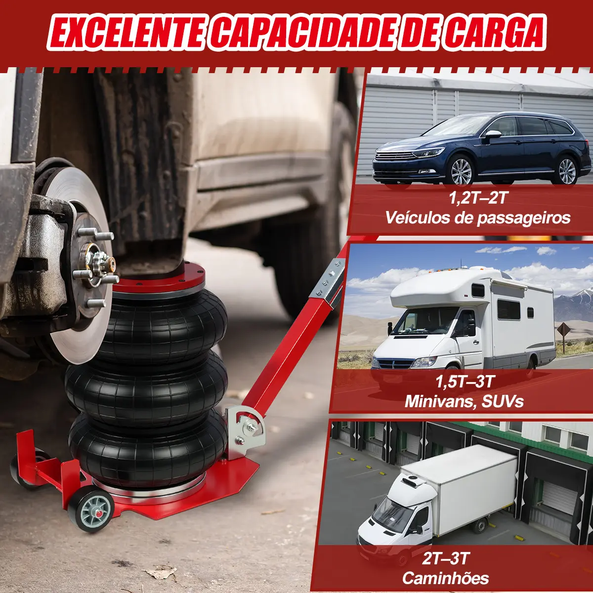 Macaco Automotivo Bolsa Ar Pneumático Sanfonado 3 Ton Automo — foto 3