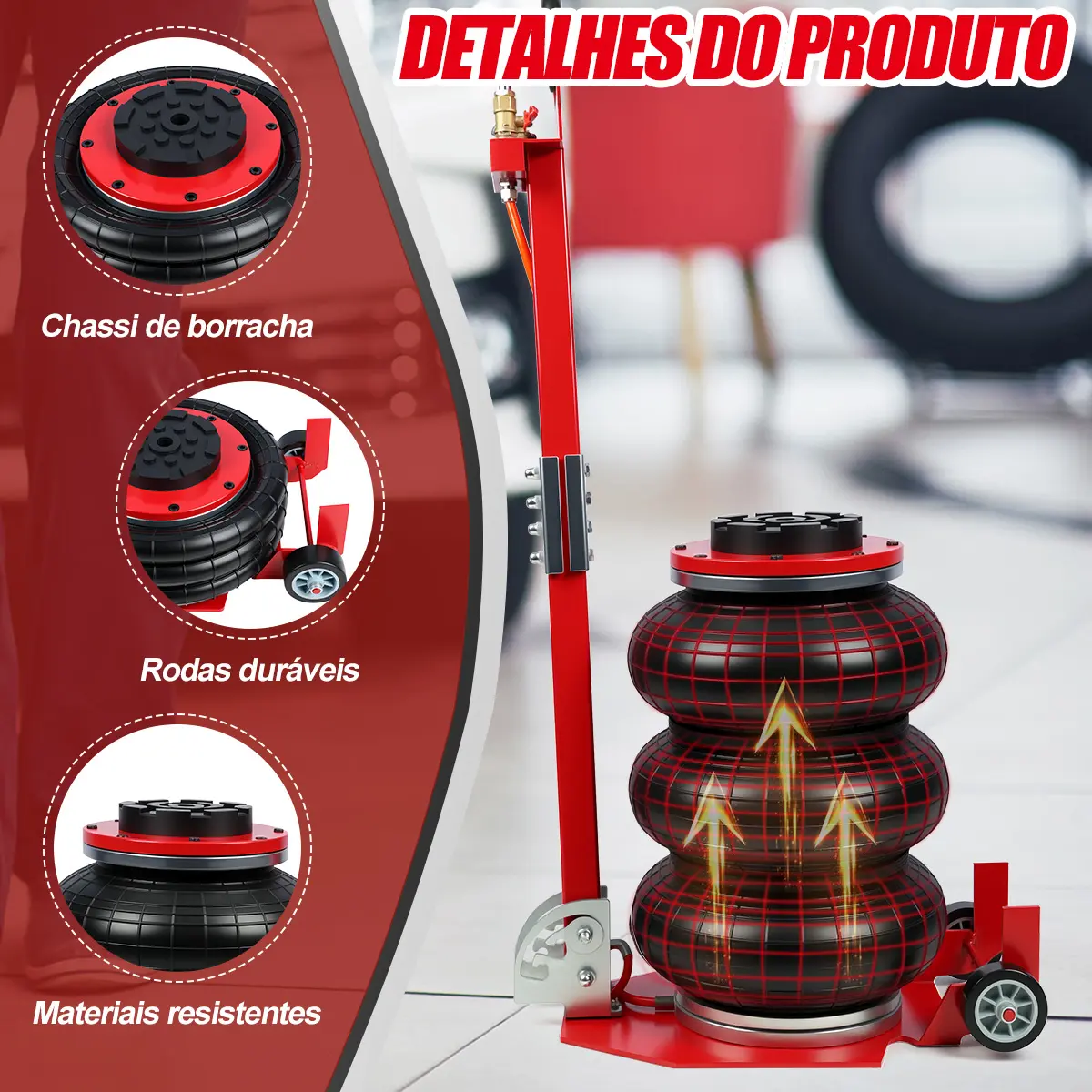 Macaco Automotivo Bolsa Ar Pneumático Sanfonado 3 Ton Automo — foto 4